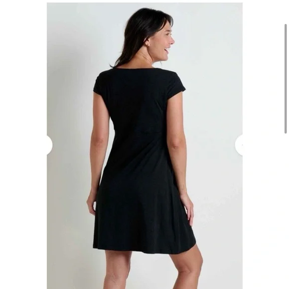 🐸 Horny Toad Rosemarie Dress Women Sz M Black Heathered Tencel Organic Cotton - Picture 3 of 9